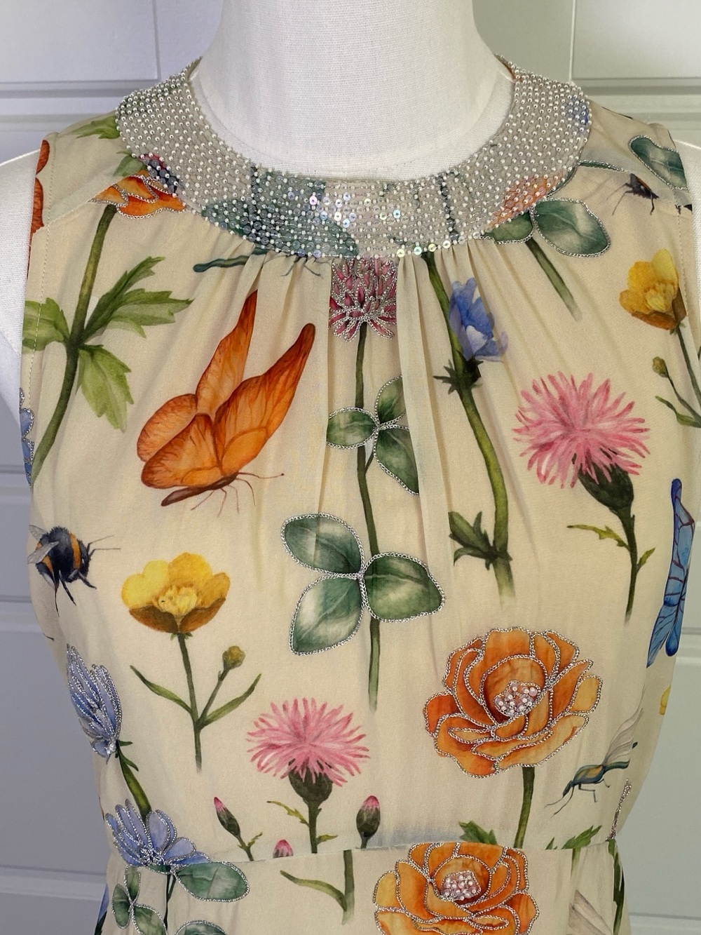 Anthropologie Pankaj & Nidhi Butterfly Garden Beaded Midi Dress NWT 6 - Picture 4 of 15